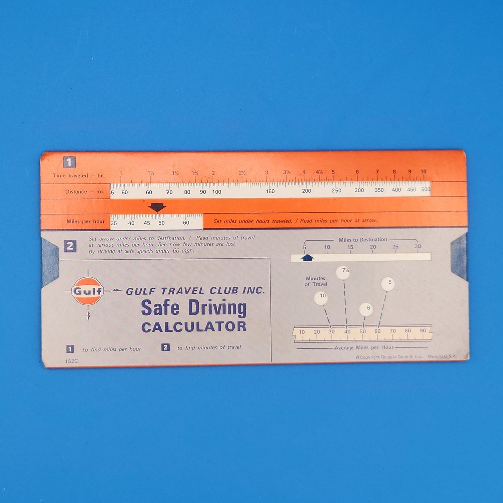 Vintage 1952 Gulf Safe‎ Driving Calculator Made in USA